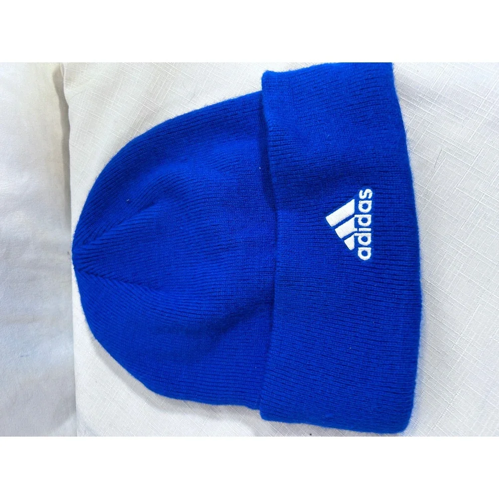 Adidas Beanie OSFA Royal Blue LN Embroidered Knit Cuffed Hat Mens